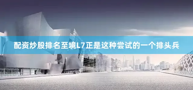 配资炒股排名至境L7正是这种尝试的一个排头兵